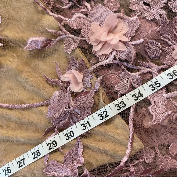 Dress the Population Audrey Dress XS  Pink 3D Floral Lace Plunge Fairycore Midi - Picture 13 of 13